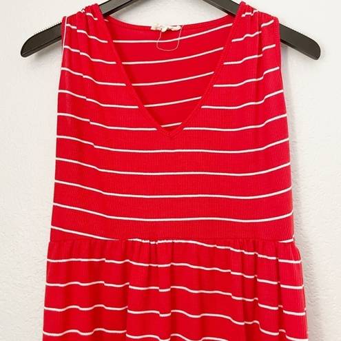 See You Monday  Striped Tiered Knit Red White Dress Medium