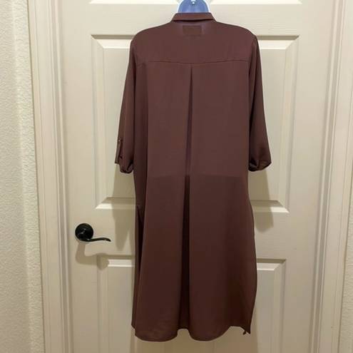 Haute Monde  Long Brown Mid Sleeve Duster