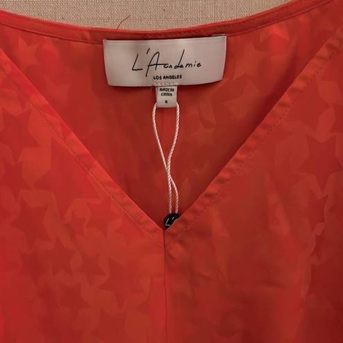 L'Academie L’Academie LA orange/ red camisole w tonal star pattern and tie front NWT S