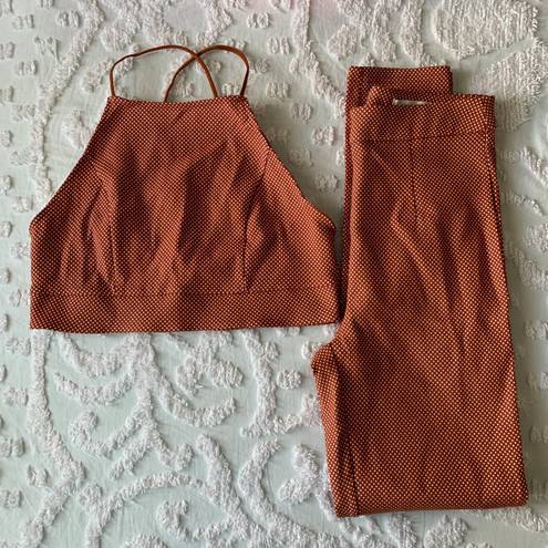 Urban Outfitters Women’s Small UO Orange Cream Polka Dot High Neck Crop Top Ponte Pants Set