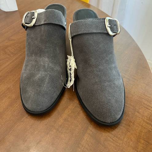 Krass&co Rag &  TARRAH Grey Stacked Heel Mules With Adjustable Buckle