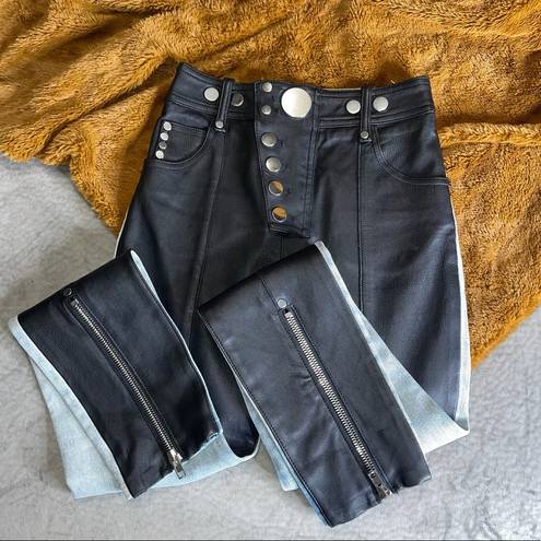 Alexander Wang  Snap-Detailed Leather and Denim Skinny Pants