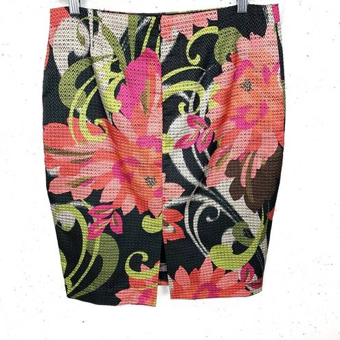 Trina Turk  Womens Kael Floral Straight Pencil Skirt Back Zip Pink Black Size 6