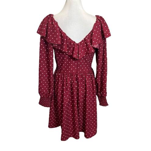 Draper James  Mini Shift Dress Preppy Merlot Red Polka Dot Womens Size 6 SAMPLE