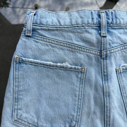 AGOLDE Distressed Denim Quinn High Rise Jean Mini Skirt in Vega Blue - Size 25