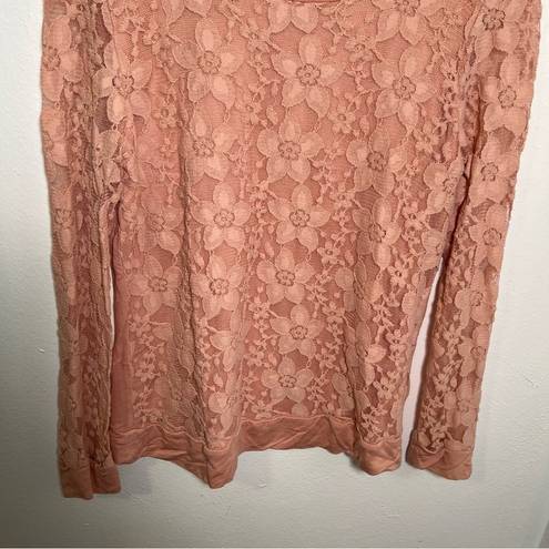 Adrianna Papell  Lace Front Sweatshirt Warm Blush