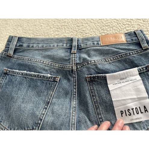 Pistola  Presley High Rise Relaxed Roller Jean Crop Length in Grand Blue Size 28