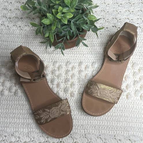 Latigo  | ANTHROPOLOGIE Women’s Tana Floral Embroidered Leather Sandal Gold 10