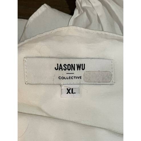 Jason Wu  Collective Collarless Button Down Top White Womens Size XL