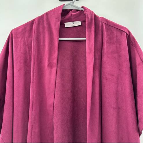 Natori  Faux Suede Burgundy Cropped Kimono Half Sleeve Topper Size L