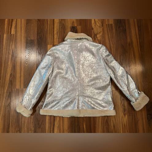 Tommy Hilfiger  jacket with crushed silver fabric and faux fur inside