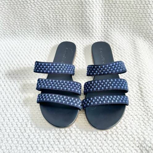 Rothy's  The Triple Band Slides Sandasl Cobalt Navy Women 7.5 Textile Washable