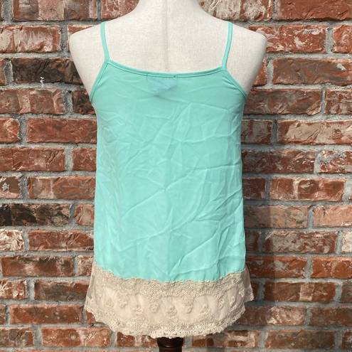 Romeo + Juliet Couture  blue and tan lace trimmed blouse / XS / Good condition*