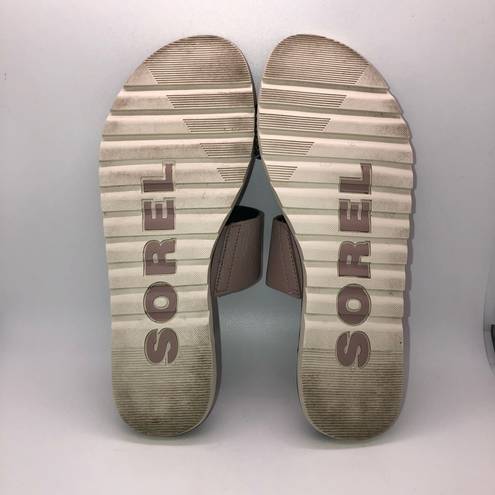 Sorel  Ella II Snakeskin 2 Strap Sandals Mauve Gray Black Size 8