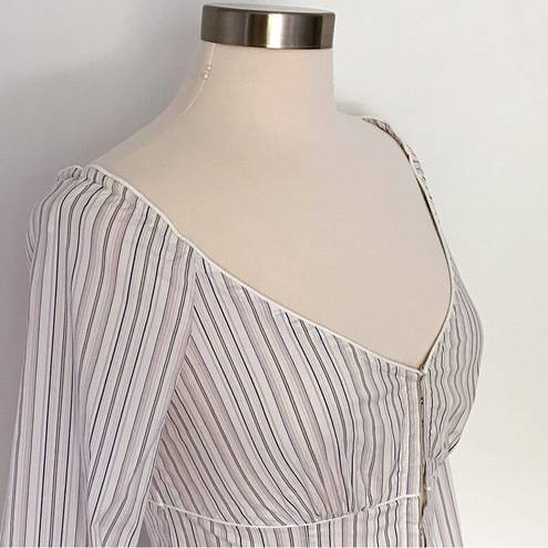 EXPRESS Stretch Y2K Cottagecore Bell Sleeve Corset Pinstripe Top Size 5/6