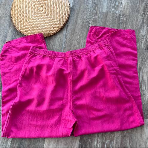 H&M  bright pink linen blend wide leg pants