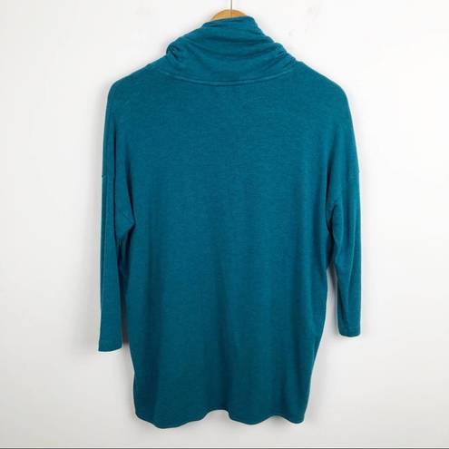 Lou & grey  Teal Blue Cowl Neck Super Soft comfy Light Weight Pullover Sweater S