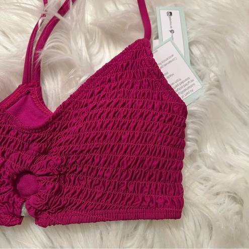 The Bikini Lab  Smocked Bralette Bikini Top Raspberry Pink