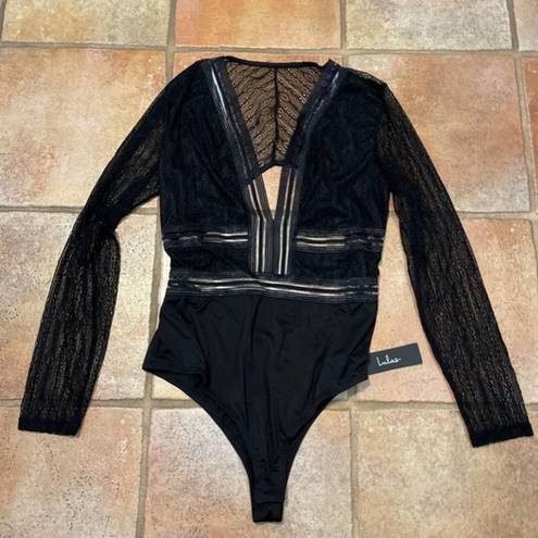 Lulus  lace open back bodysuit black