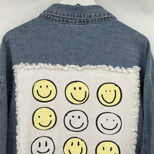 Altar'd State Altar’d State Denim Smiley Face Blue Jean Jacket Happy Face Women’s Size Medium