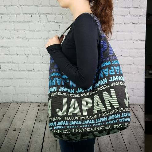 Robin Ruth "JAPAN"  Fabric Purse Tote Zip Closure Black Blue