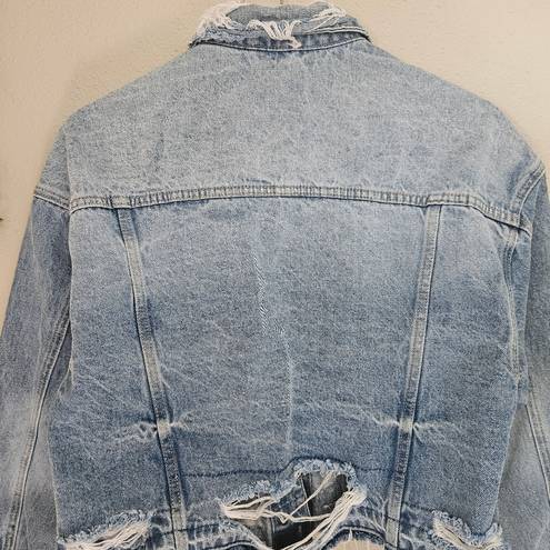 Vervet  Distressed Lightwash Denim Jean Jacket Cotton Oversized Crop Fit Size S