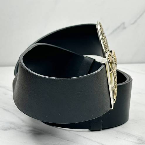 Chico's  Black Genuine Leather Hook Buckle Belt Size Small S Medium M Womens