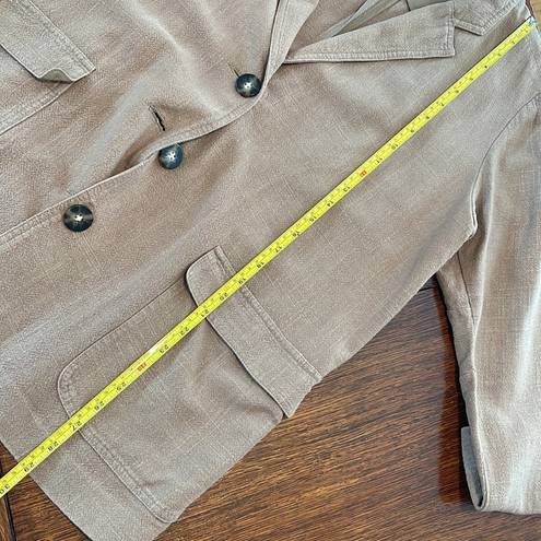 J.Jill  Linen Blend Tan Oversized Blazer Jacket Petite Medium Front Pockets