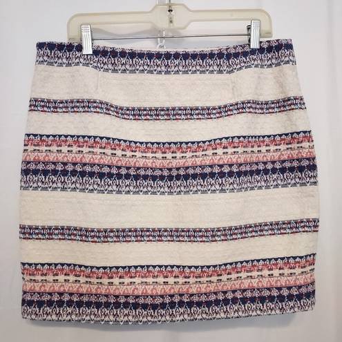 Katherine Barclay  MONTREAL RED, WHITE, BLUE STRIPE TEXTURED MINI PENCIL SKIRT