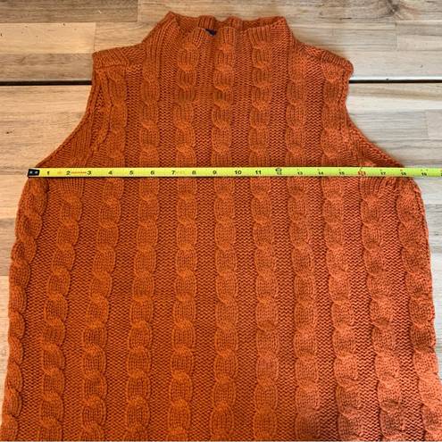 Karen Scott  Rust Orange Cable Knit Sleeveless Turtleneck Sweater Vest