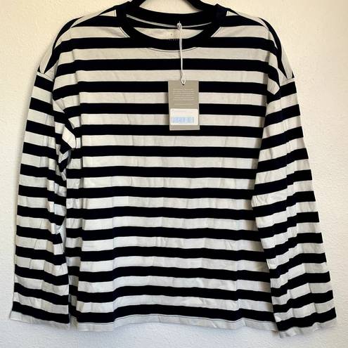 Everlane NWT  The Organic Cotton Relaxed Long Sleeve Tee in Navy Stripe