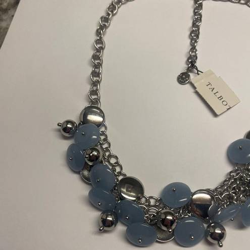 Talbots  Silver Tone / Blue Statement Necklace NWT Adjustable Length