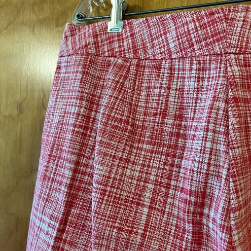 Talbots  Linen Cotton Blend Tapered Capri Pants Red White Petite Size 10 P 10P