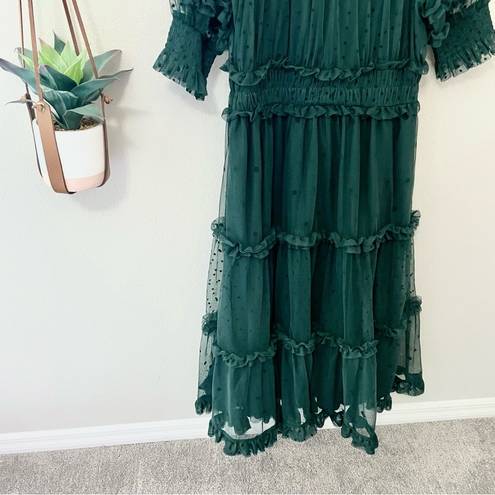 Onyx NWT Boden Polka Dot Tulle Midi Dress  Green Size 12R D0361