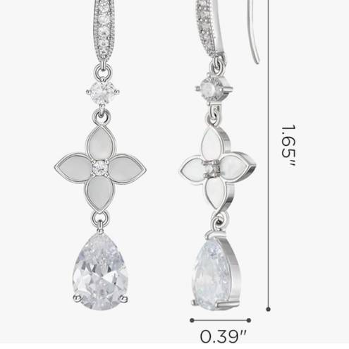 NWT Wedding Earrings for Brides, Bridesmaids, Cubic Zirconia Bridal