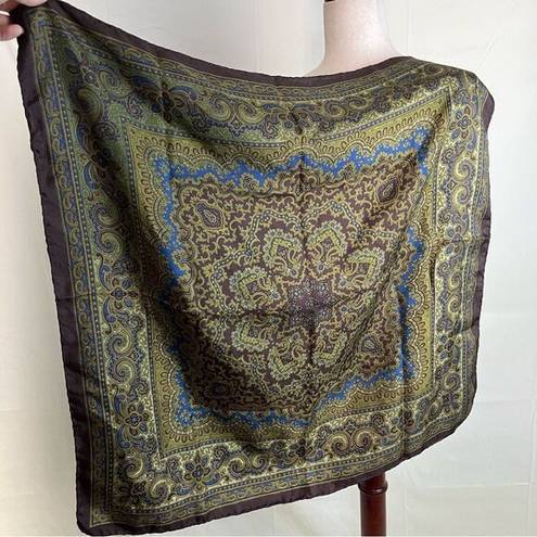 Vintage Square Scarf Brown Green Dark Floral Paisley Boho Fairy Grunge 26x26