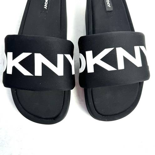 DKNY  Black Vasi Platform Slide Sandals Shoes Size 9.5