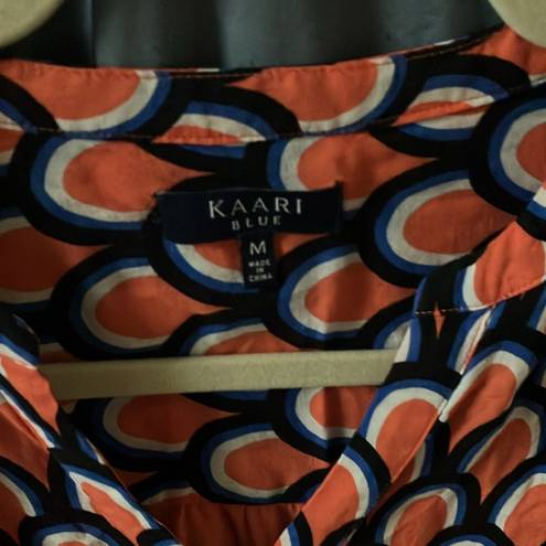 Kaari Blue KARRI blue: Coral/Blue mermaid scale, sleeveless, button down tank top- size M