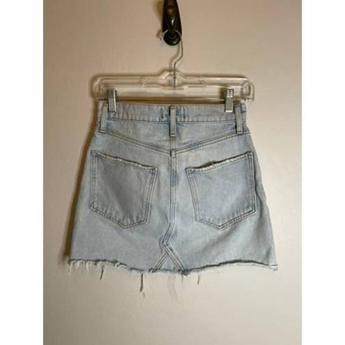 AGOLDE Light Wash Quinn High Rise Denim Mini Skirt Button Fly 100% Cotton Sz 25