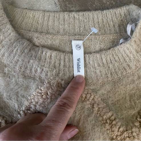 Wishlist  size M textured eyelash crew sweater beige camel tan chunky nwot fuzzy