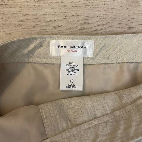 Isaac Mizrahi Heather Tan Above the Knee Button Front Silky Lined Skirt Size 18