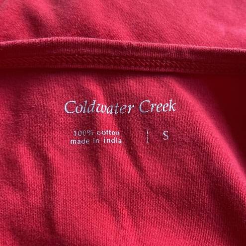 Coldwater Creek  Red/White Long Sleeve Blouse Size Small