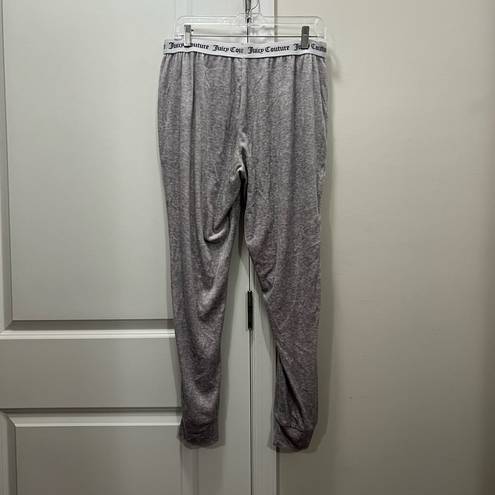 Juicy Couture  Gray Velour Logo Band Track Pants Size Large