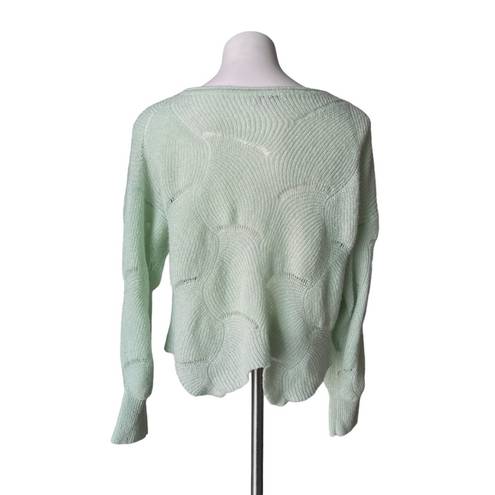 FATE. Cropped Cut Out Drop Bishop Sleeve Scalloped Hem Sweater, Sz S