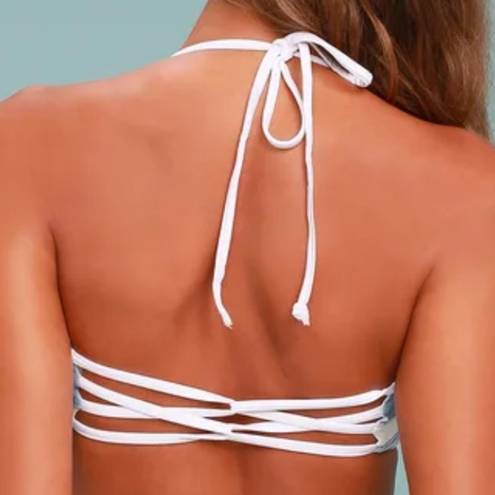 Chaser  Strappy Bandeau Blue and White Striped Bikini Top