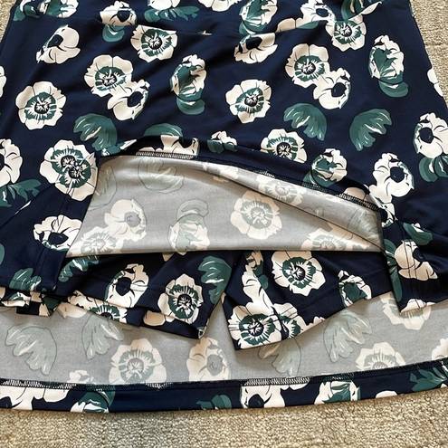 Night Moves Golftini  navy blue/ green and white floral golf skort sz L