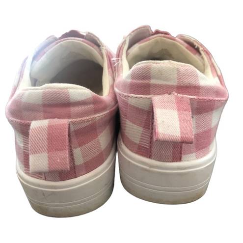 Isaac Mizrahi  Live! Pink White Check  Gingham Slip On Canvas Sneaker Size 8.5M