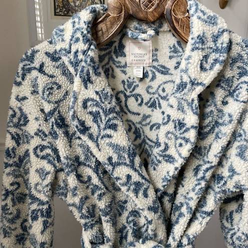 Victoria's Secret Vintage 90s  Country Delft Floral Scroll Fleece Robe XS S