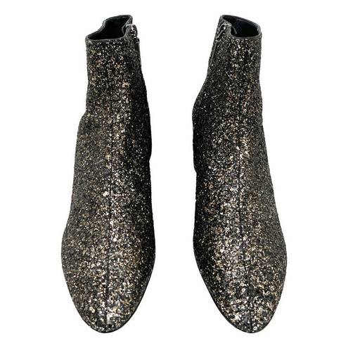 Saint Laurent  Loulou 50 Metallic Glitter Low Heel Almond Toe Ankle Boots