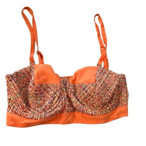 Ark & Co. tweed crop top, bra top orange and white